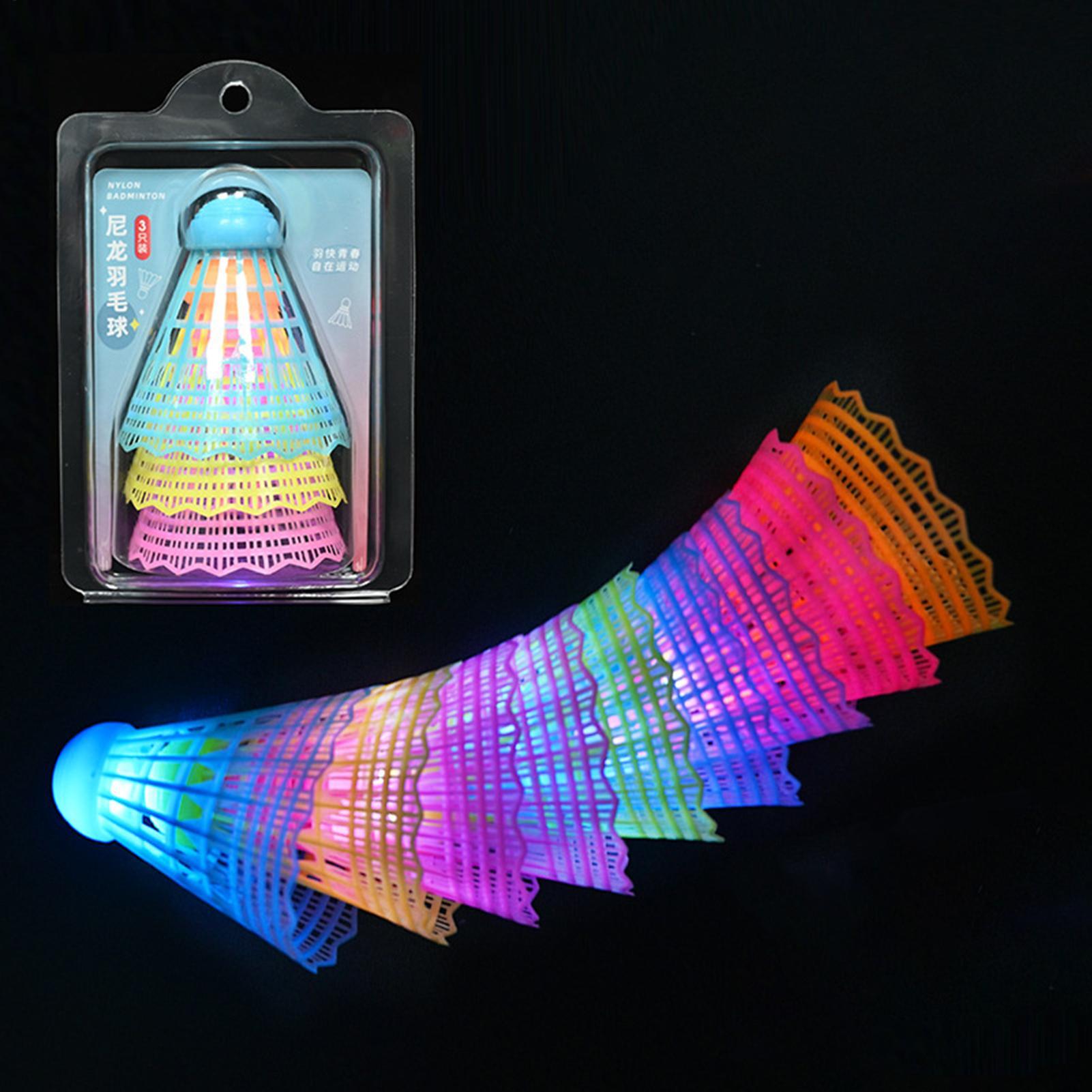 Badminton Event - 3pcs LED Badminton Shuttlecocks Colorful Lights